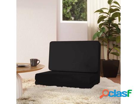 Tumbona de Suelo VIDAXL Plegable (Negro - Cuero Artificial -