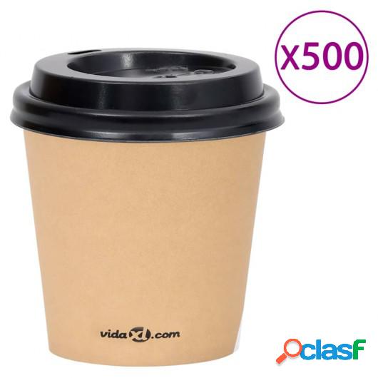 Vasos de papel de café con tapa 120 ml 500 uds marrón