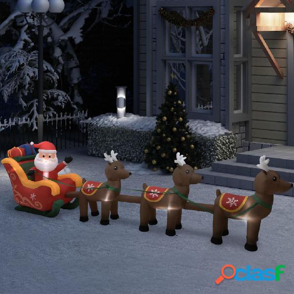 vidaXL Adorno inflable de Navidad Papá Noel y renos LED 490