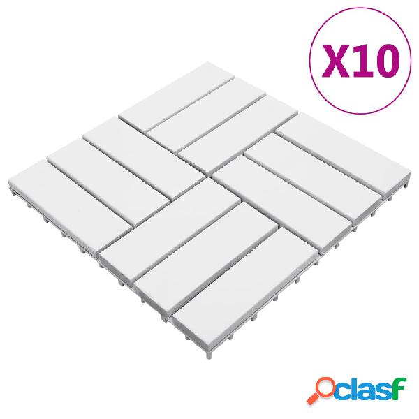 vidaXL Baldosas de terraza 10 uds blanco madera acacia