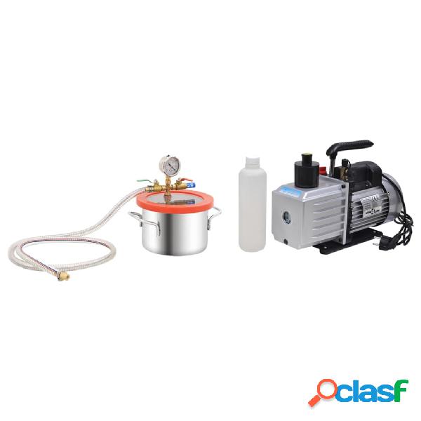 vidaXL Cámara de vacío con bomba de 2 etapas 3,7 L