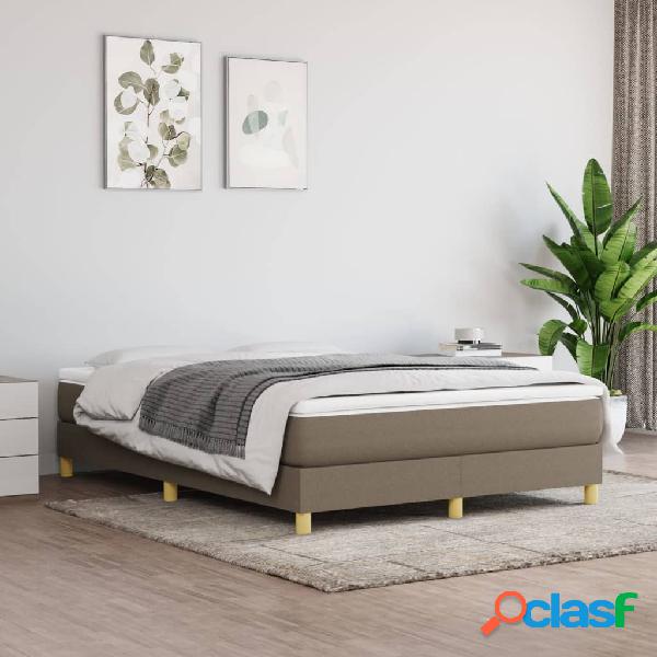 vidaXL Estructura de cama box spring tela gris taupe 140x200