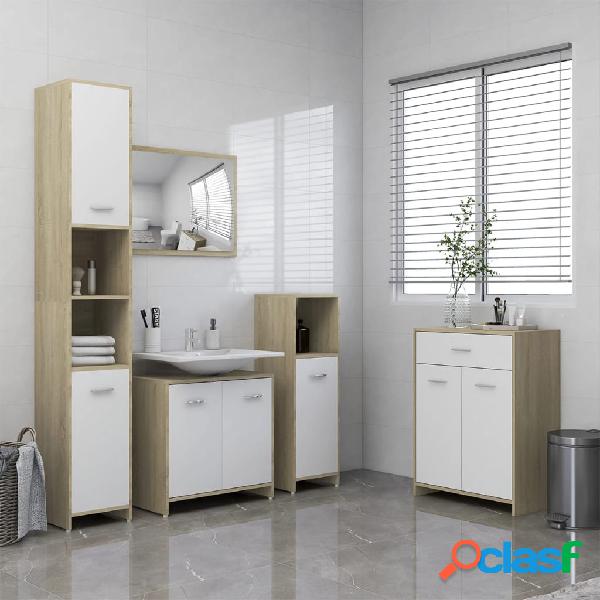 vidaXL Juego de muebles de baño de 4 piezas blanco y roble
