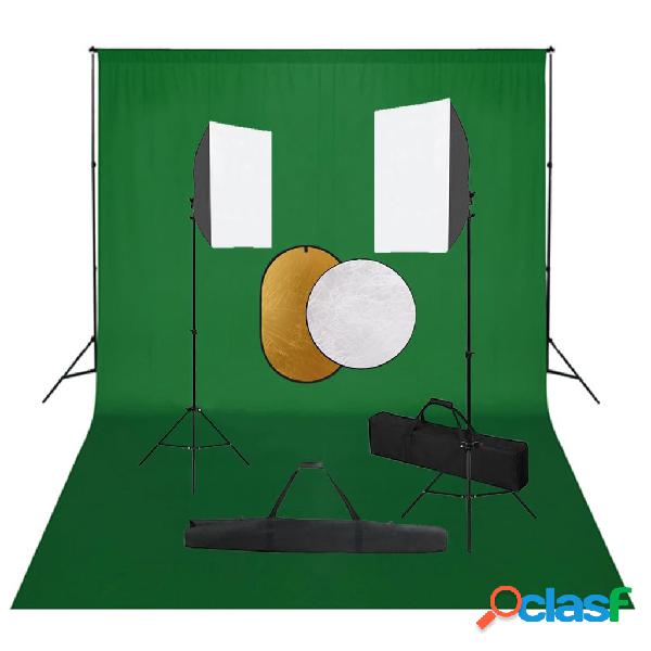 vidaXL Kit de estudio fotográfico con luces softbox, fondo