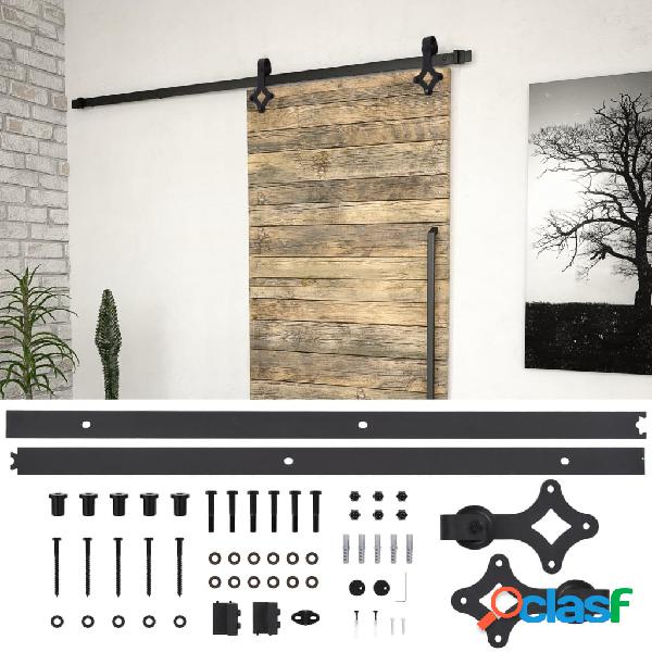 vidaXL Kit de herrajes para puertas correderas acero negro