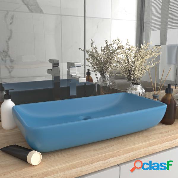 vidaXL Lavabo de lujo de cerámica rectangular azul claro