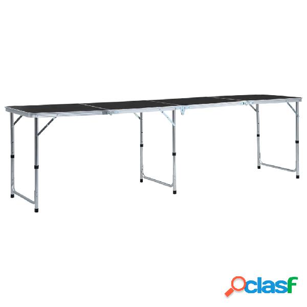 vidaXL Mesa de camping plegable de aluminio gris 240x60 cm