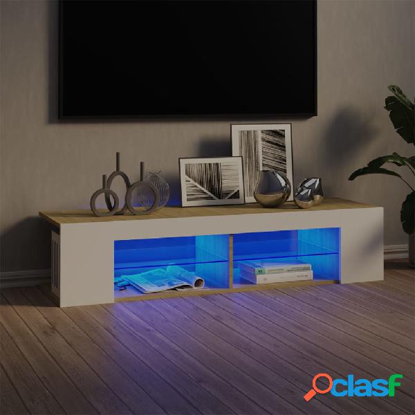 vidaXL Mueble de TV con luces LED blanco y roble Sonoma