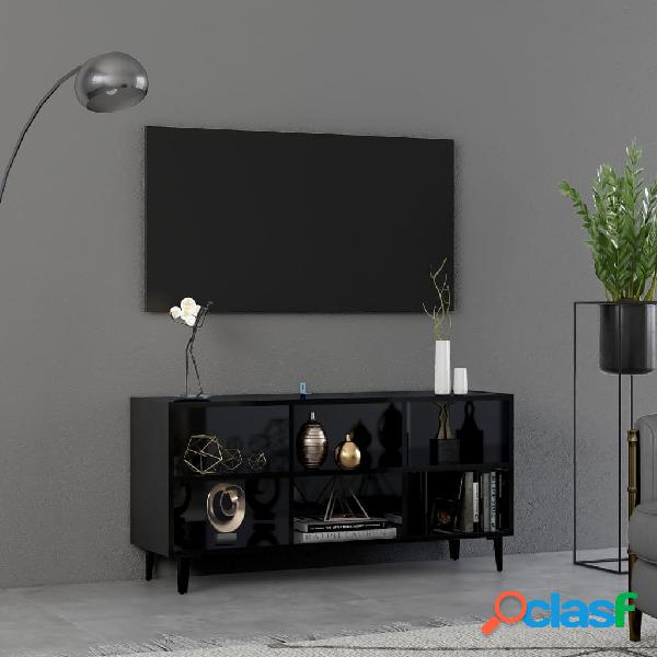 vidaXL Mueble de TV con patas de metal negro brillante