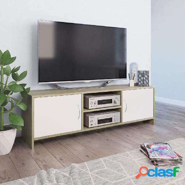 vidaXL Mueble de TV madera contrachapada blanco y roble