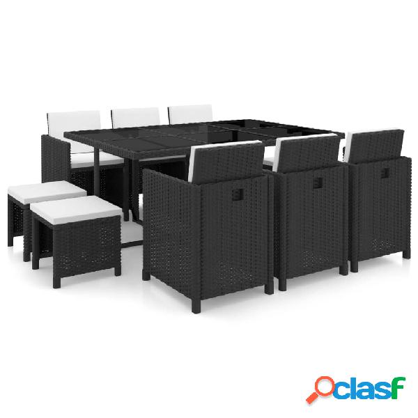 vidaXL Set comedor de jardín 11 piezas y cojines ratán