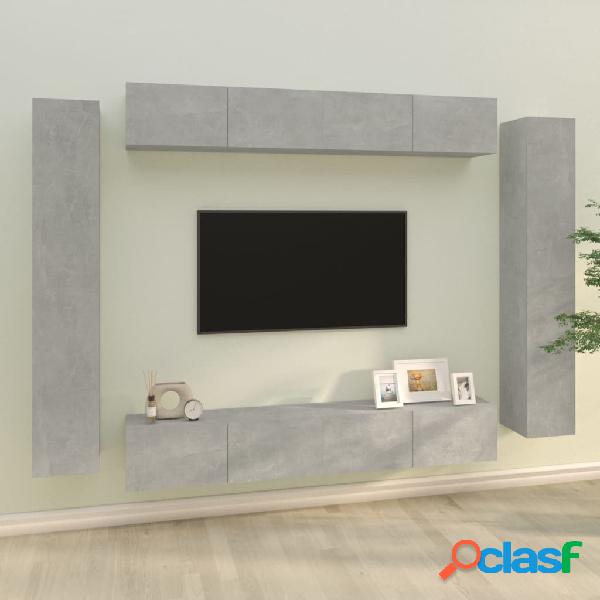 vidaXL Set de muebles de TV 8 pzas madera contrachapada gris