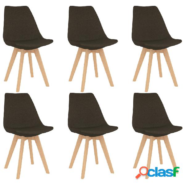 vidaXL Sillas de comedor 6 unidades tela marrón oscuro