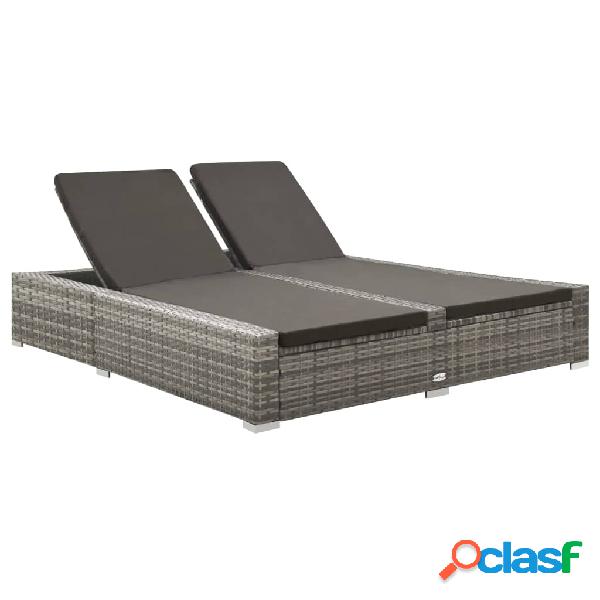 vidaXL Tumbona doble de ratán sintético gris