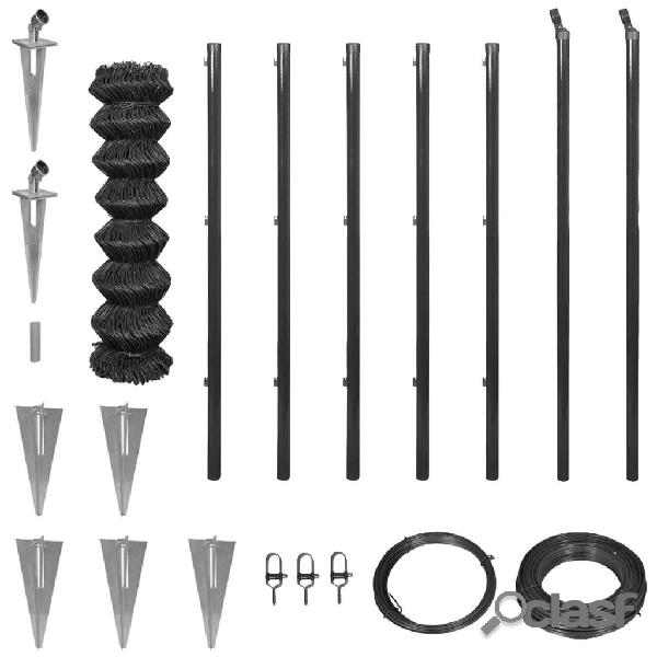 vidaXL Valla alambrada con anclas de punta gris 0,8x15 m