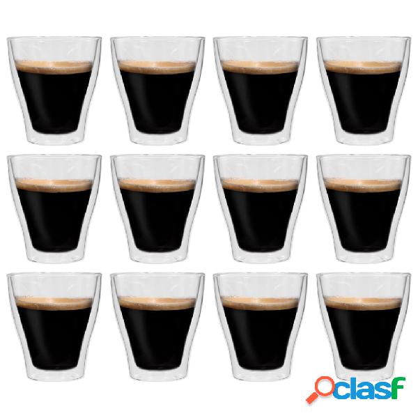vidaXL Vasos cristal térmico doble pared café con leche 12