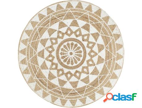 Alfombra VIDAXL Hecho a Mano Circular (Blanco - Yute - 9 cm)