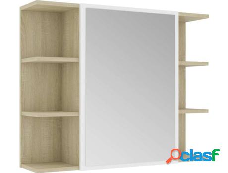 Armario + Espejo VIDAXL (Beige - Madera Aglomerada -