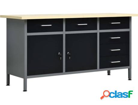 Banco de Trabajo VIDAXL de Acero Negro (120x60x85 cm)
