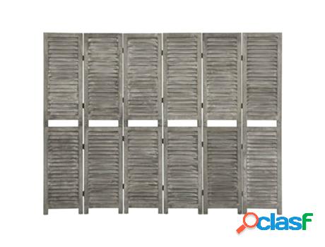 Biombo VIDAXL de 6 paneles Gris (214 x 166 cm - Madera)