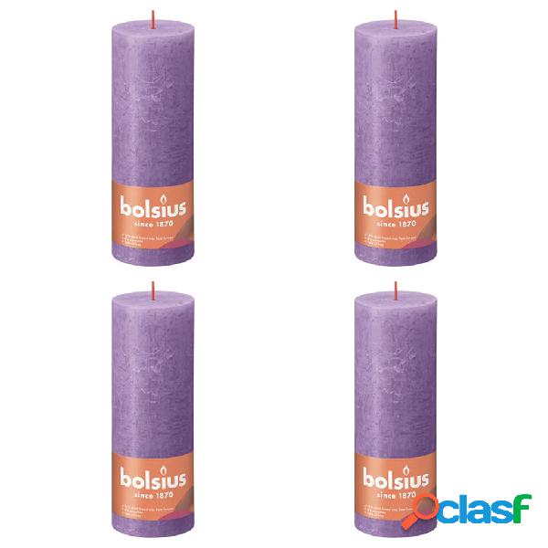Bolsius Velas rústicas Shine 4 unidades violeta vibrante