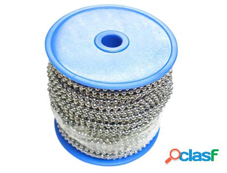 Cadena bolas laton cromado 3,2 mm. rollo 50 metros