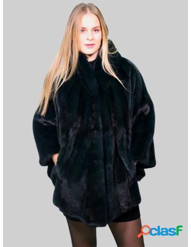 Capa De Mujer Lomos De Visón Natural Talla 40 Verde Oscuro