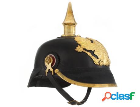 Casco De Soldado Prusiano Alemán De Acero VIDAXL (Negro -