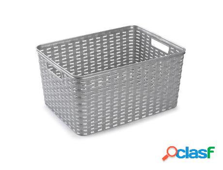Cesta rattan 38.5x28.5 cm plata