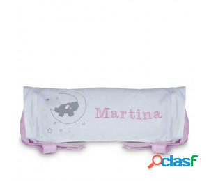 Cojín personalizado nombre bebé elefante rosa