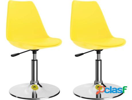 Conjunto 2 Sillas de Comedor VIDAXL (Amarillo - Cuero