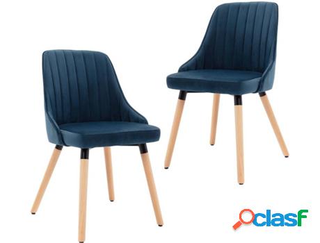 Conjunto 2 Sillas de Comedor VIDAXL (Azul - Terciopelo - 50