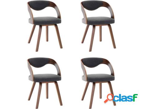 Conjunto 4 Sillas de Comedor VIDAXL (Gris - Tela - 53 x 54 x