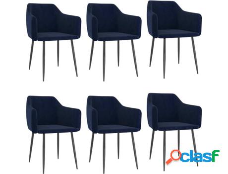 Conjunto 6 Sillas de Comedor VIDAXL (Azul - Terciopelo - 51