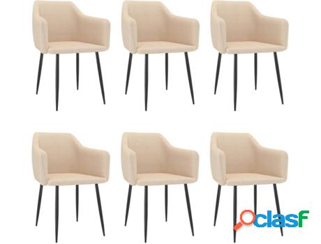 Conjunto 6 Sillas de Comedor VIDAXL (Crema - Tela - 51 x 53