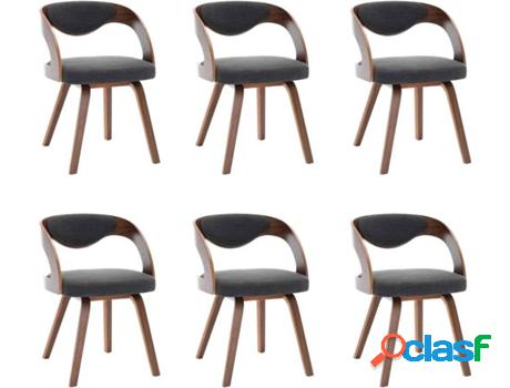 Conjunto 6 Sillas de Comedor VIDAXL (Gris - Tela - 53 x 54 x