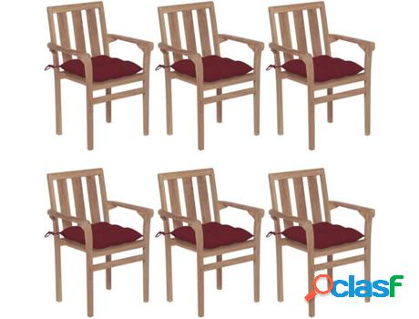 Conjunto 6 Sillas de Jardín VIDAXL Apilables c/Amohadas