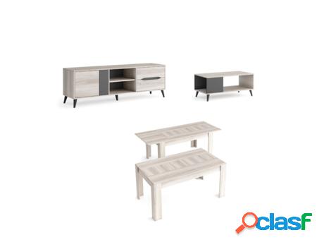 Conjunto Muebles de Salón SKRAUT HOME Melamina Gris