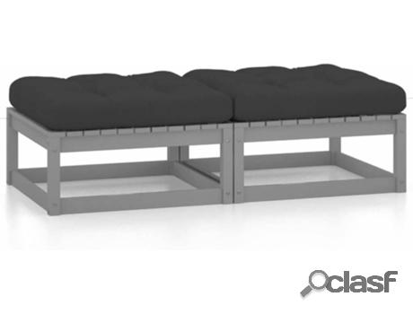 Conjunto de 2 Reposapiés VIDAXL con Almohadas (Gris -