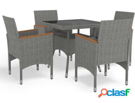 Conjunto de Comedor Jardín VIDAXL 3058325 (Gris - Poli