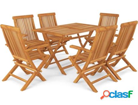 Conjunto de Comedor Jardín VIDAXL 3059604 (Marrón - Madera