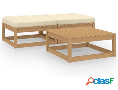 Conjunto de Jardín VIDAXL 3 Piezas con Almohadas (Marrón -