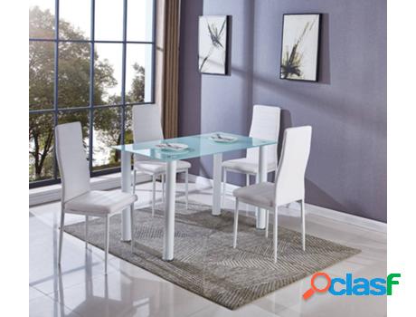 Conjunto de Mesa con 4 Sillas SALDOS Y STOCK Blanco (Cristal