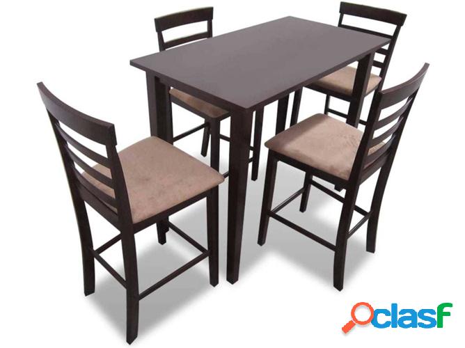 Conjunto mesa bar VIDAXL madera y 4 Sillas marrón