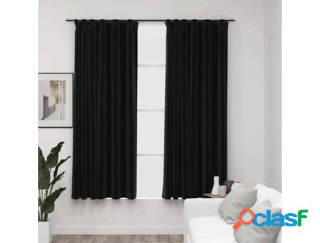 Cortinas Opacas Ganchos VIDAXL Look de Lino 2 Piezas