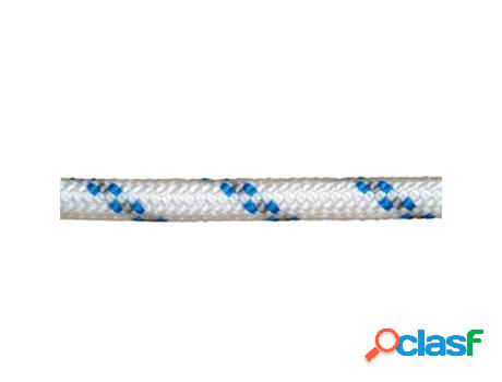 Cuerda poliester trenzada blanco / azul 8 mm. bobina 200 m.