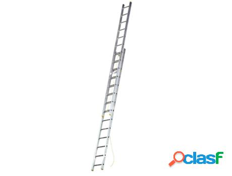 Escalera aluminio 2 tramos mecanica 14 peldaños. plegable,