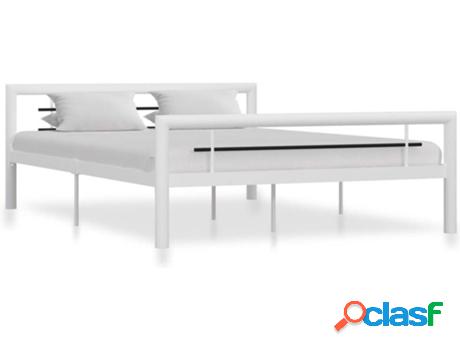 Estructura de Cama VIDA XL De Metal Blanco Y Negro