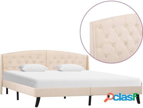 Estructura de Cama VIDA XL De Tela Color Crema (Compatible