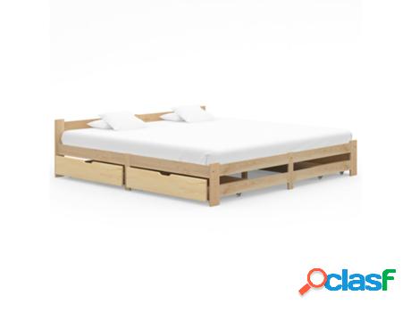 Estructura de Cama VIDAXL con 4 cajones madera maciza pino